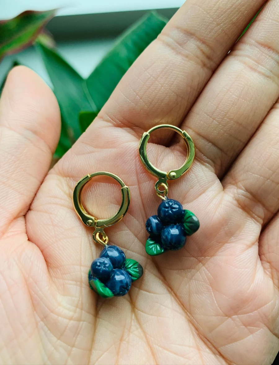 Blueberry Huggie Earrings