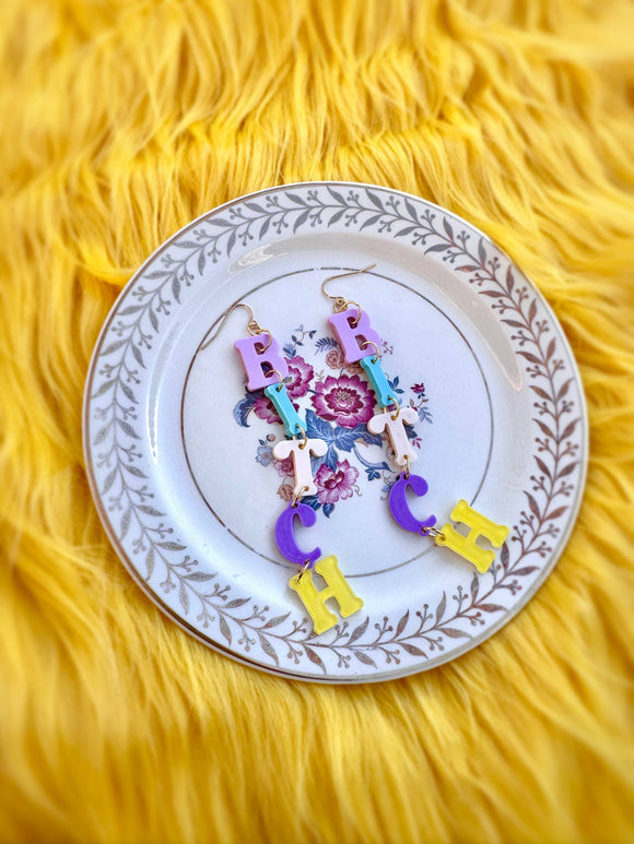 Favorite Word Bitch Statement Earrings