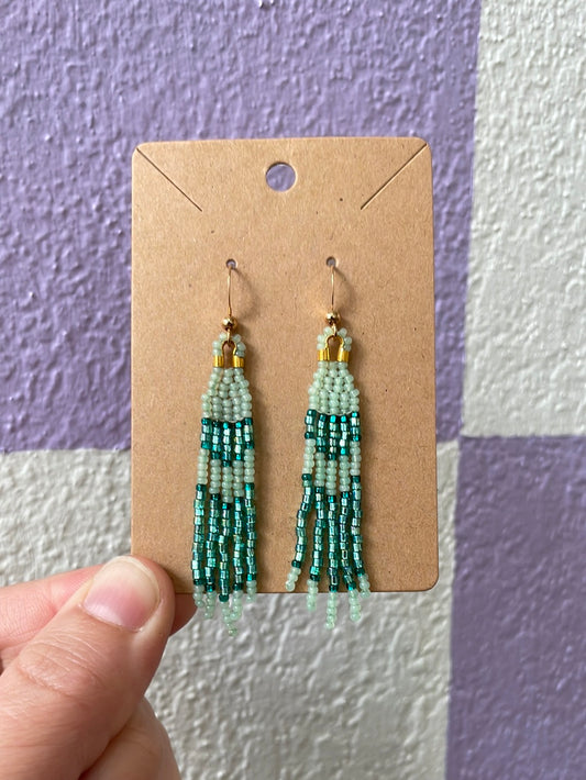 Aqua Beaded Dangle Earrings