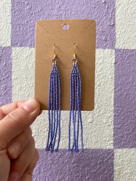 Lavender Beaded Dangle Earrings