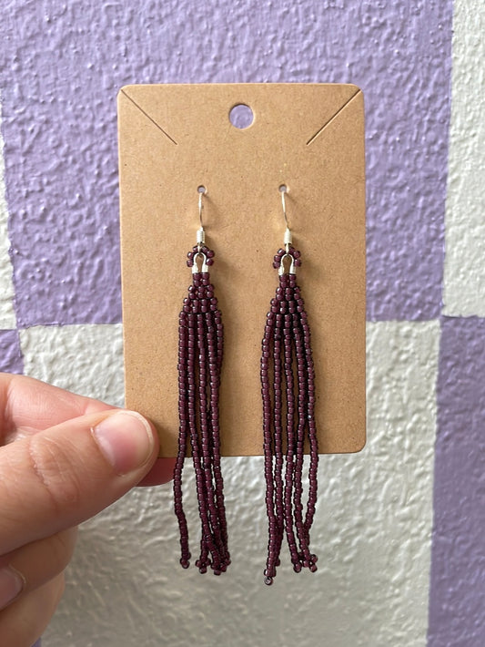 Purple Beaded Dangle Earrings