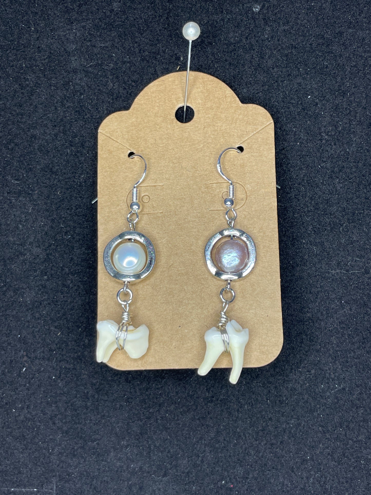 Raccoon Molars and Freshwater Pearls Earrings