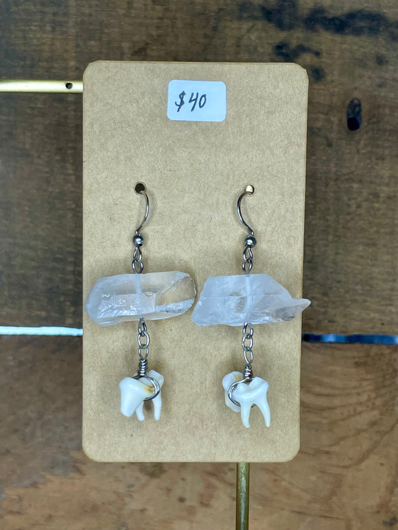Raccoon Teeth Quartz Earrings