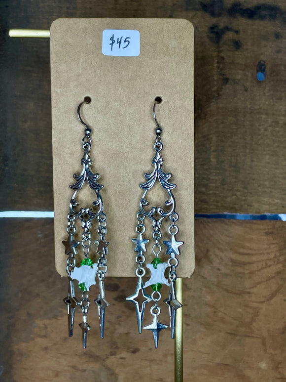Snake Vertebrae and Star Dangle Earrings