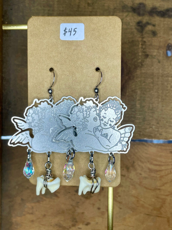 Raccoon Teeth Cherub Earrings