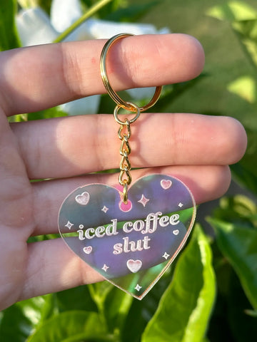 Iced Coffee Slut Iridescent Keychain