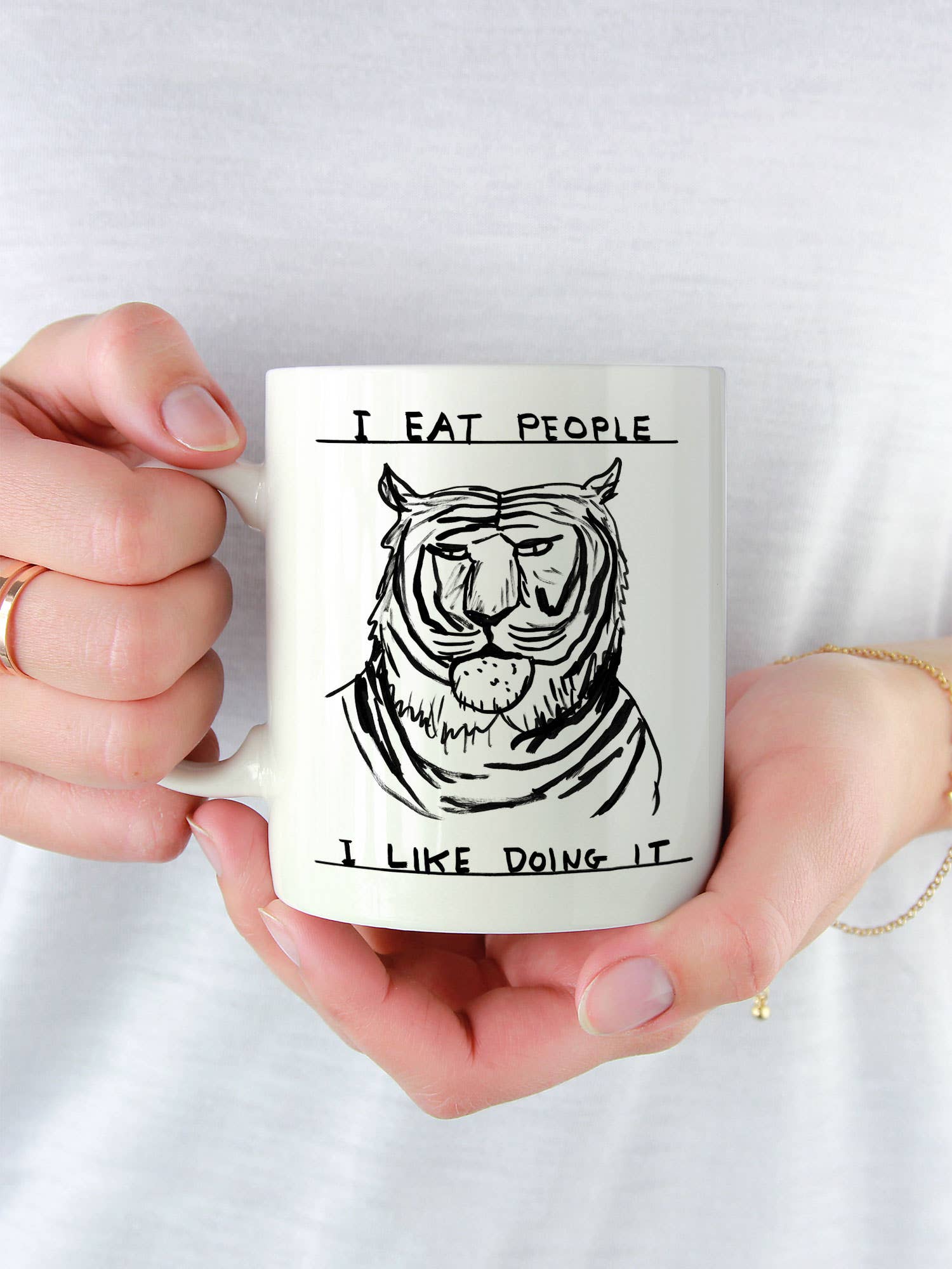 I Eat People Tiger David Shrigley Mug