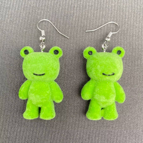 Fuzzy Frog Earrings