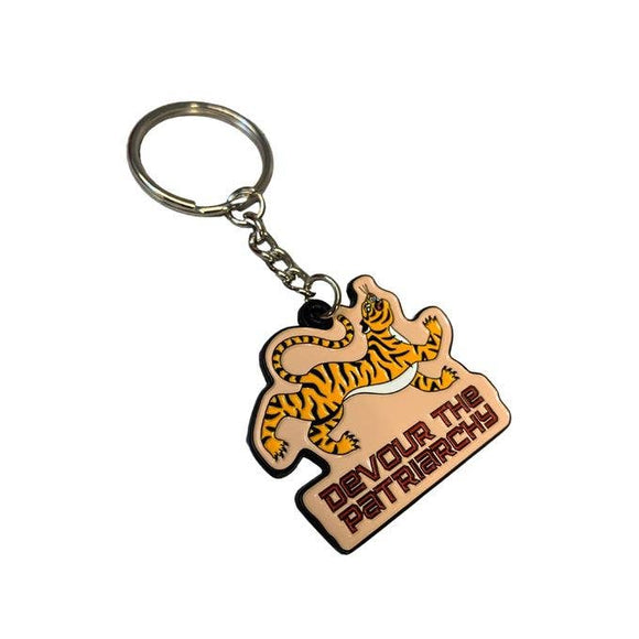 Feminist Devour the Patriarchy Tiger Keychain