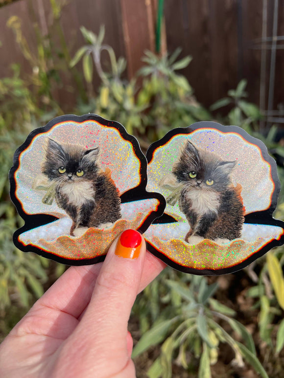 Kitty in a Shell Sticker