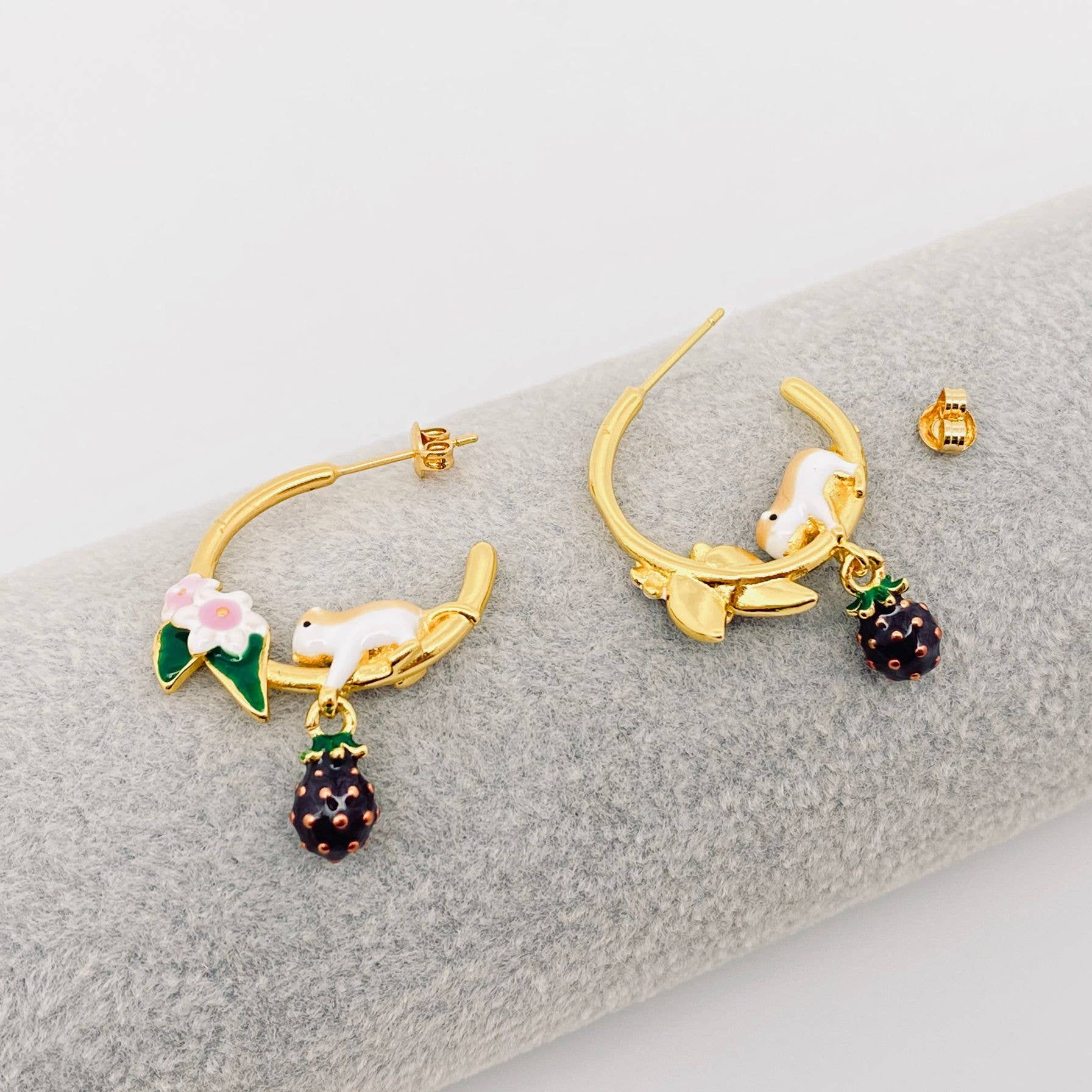 Raspberry Chipmunk Hoop Earrings - 0
