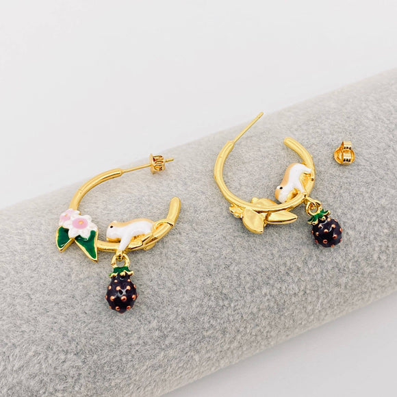 Raspberry Chipmunk Hoop Earrings
