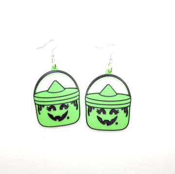 Witch Halloween Bucket Earrings