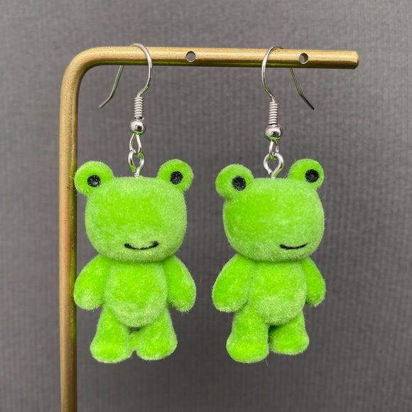 Fuzzy Frog Earrings