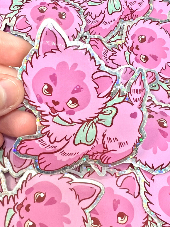 Vintage Valentine Kitten Sticker