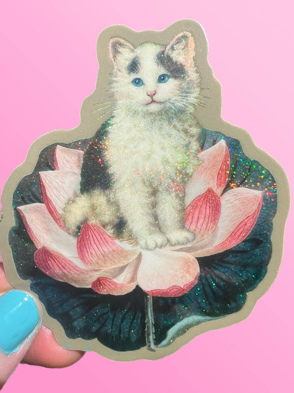 Lotus Cat Sticker