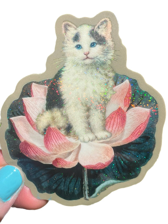 Lotus Cat Sticker