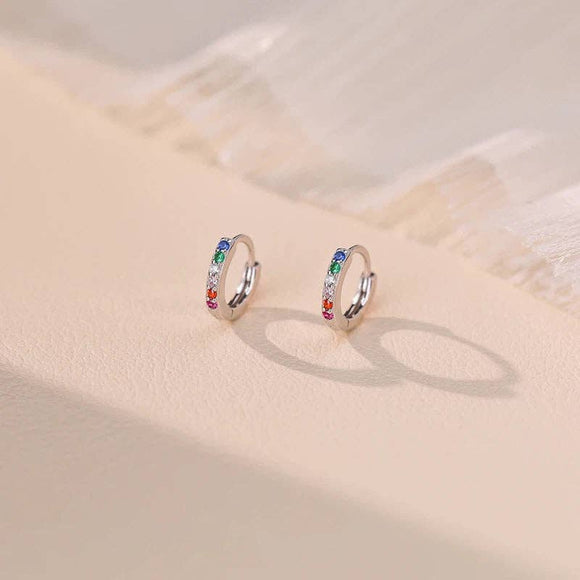 Rainbow Gemstone Huggie Earrings