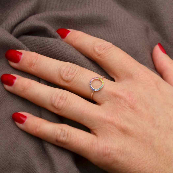 Rainbow Gem Sterling Silver Ring