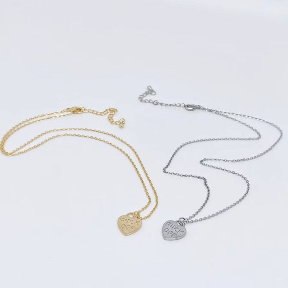 FUCK OFF Heart Pendant Necklace