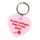 I Am Cringe But I Am Free Heart Shaped Vinyl Keychain-2