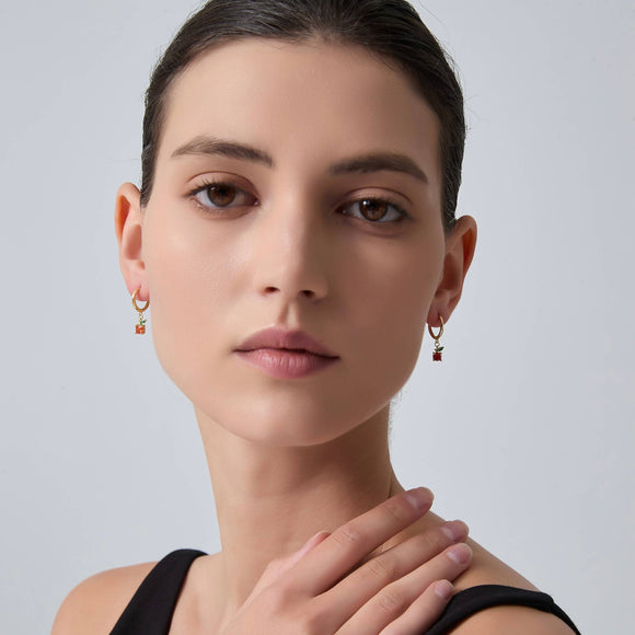 Dainty Orange Fruit Hoop Earrings