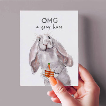 Gray Hare Birthday Card - 0
