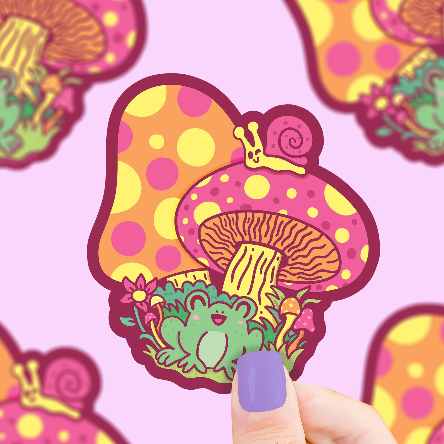 Frog and Snail Mushroom Sticker