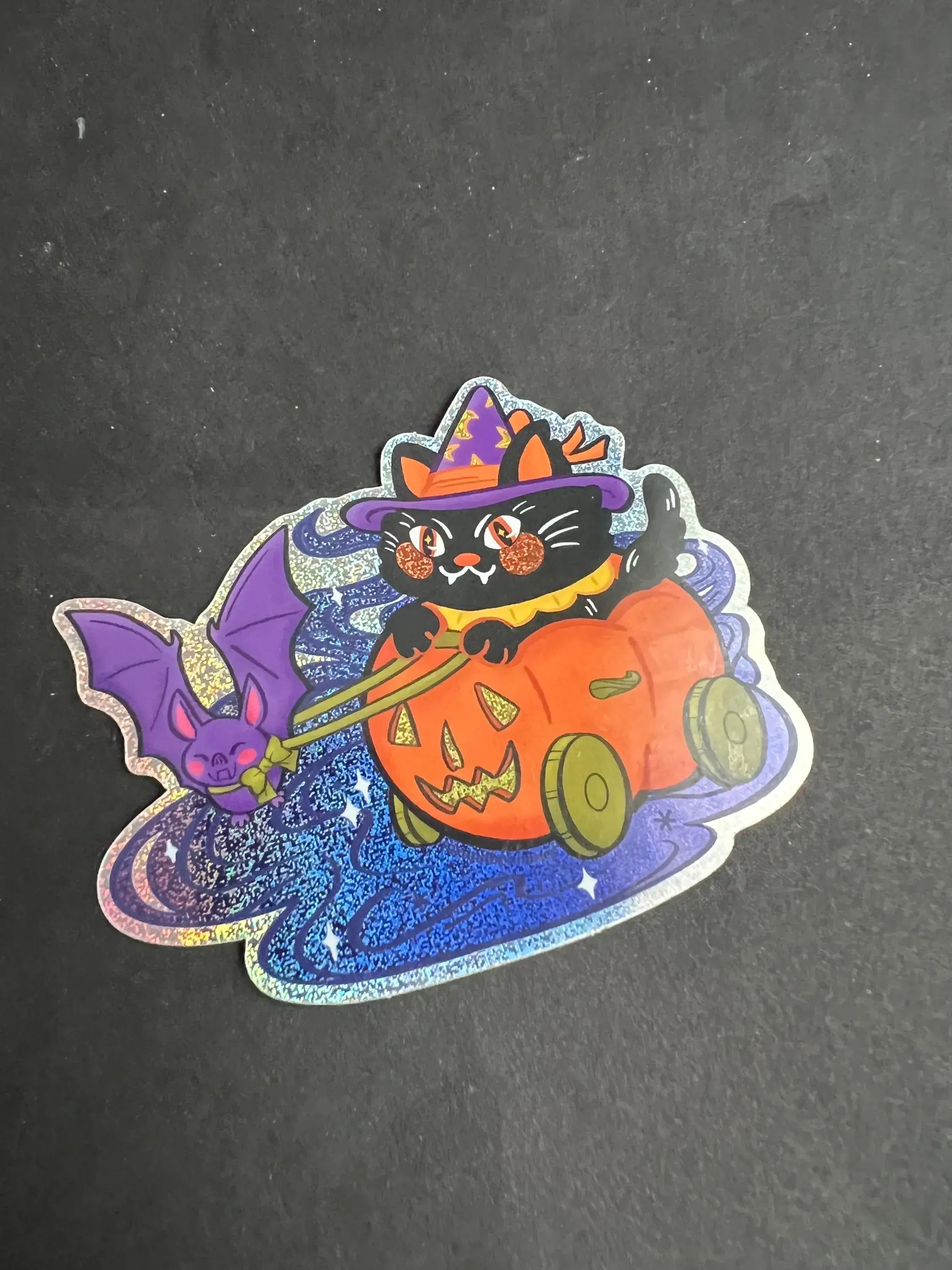 Pumpkin Carriage Cat Sticker