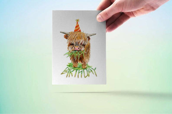 Highland Cow Birthday Card