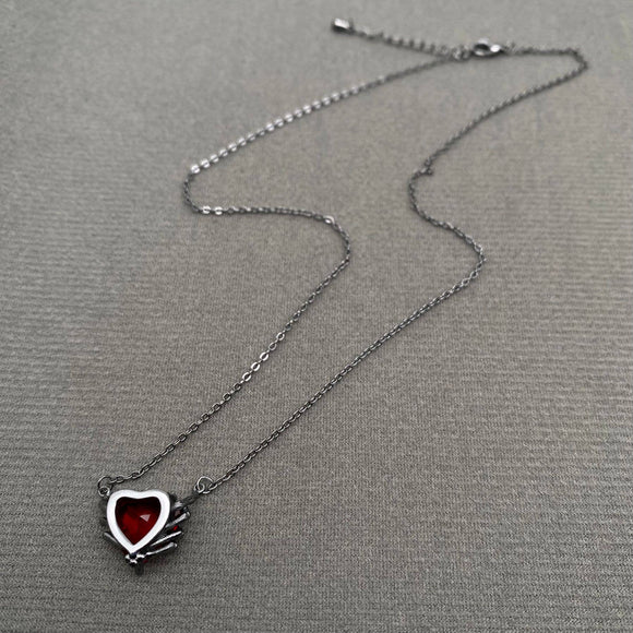 Gothic Heart Skeleton Hands Necklace