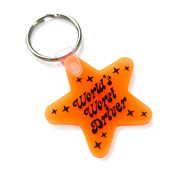 World's Worst Driver Star Keychain