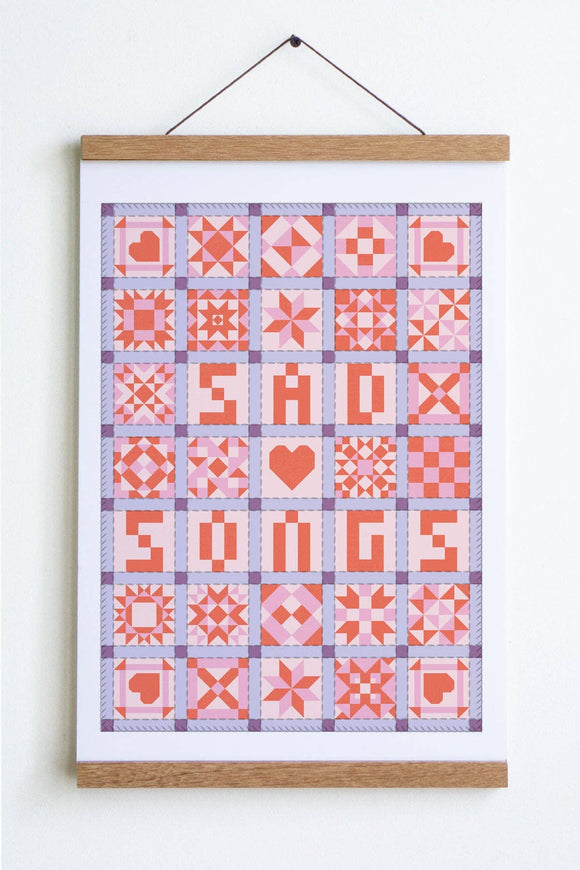 Sad Songs Patchwork Quilt Print