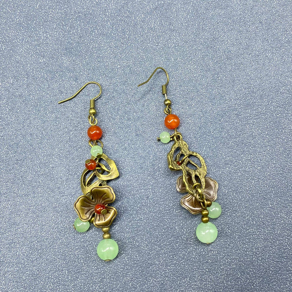 Agate Metal Flower Earrings