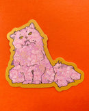 Pink Floral Cat Sticker-1