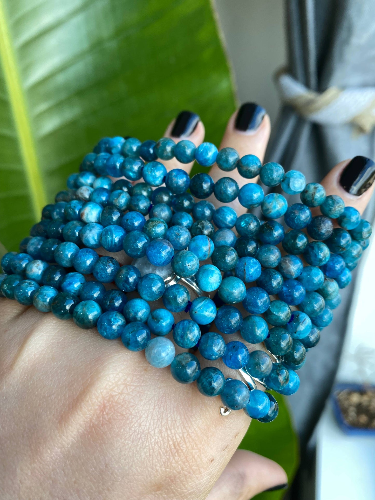 Blue Apatite Crystal Beaded Bracelet