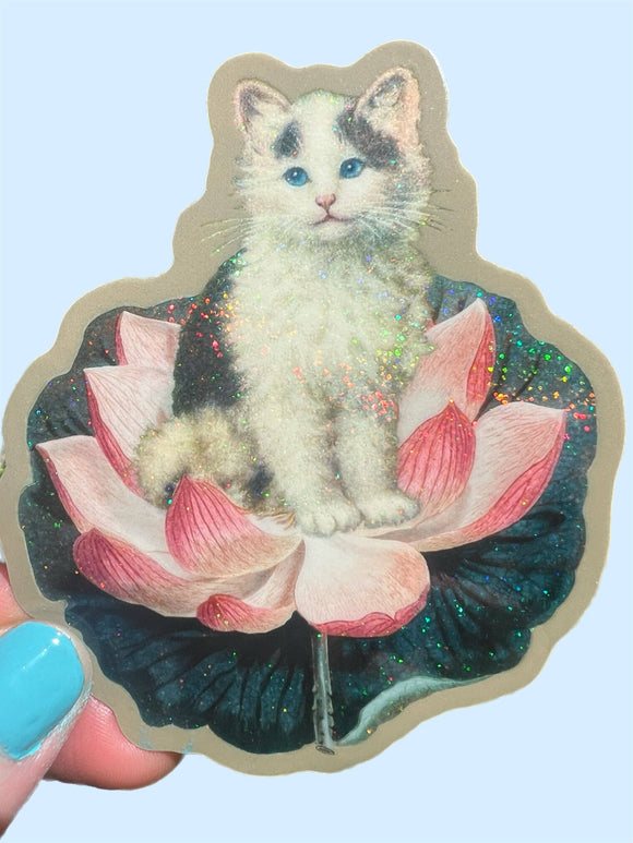Lotus Cat Sticker