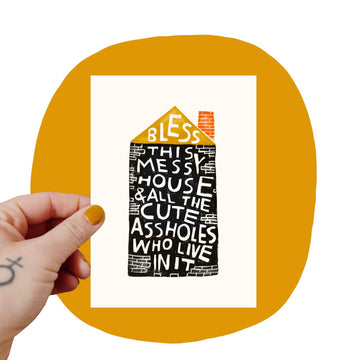 Bless This Messy House Small Art Print