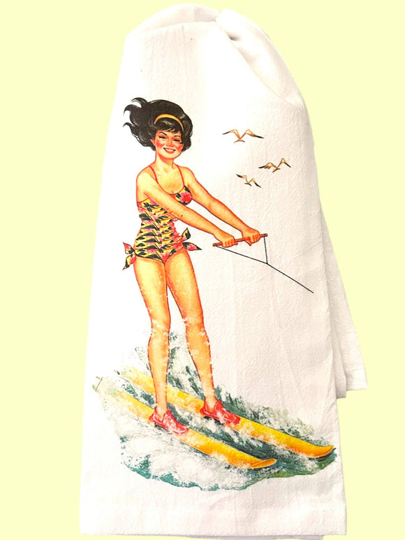 Wendy Waterskis Retro Flour Sack Tea Towel