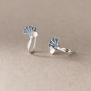 Dainty Blue Ginkgo Leaf Hook Earrings-1