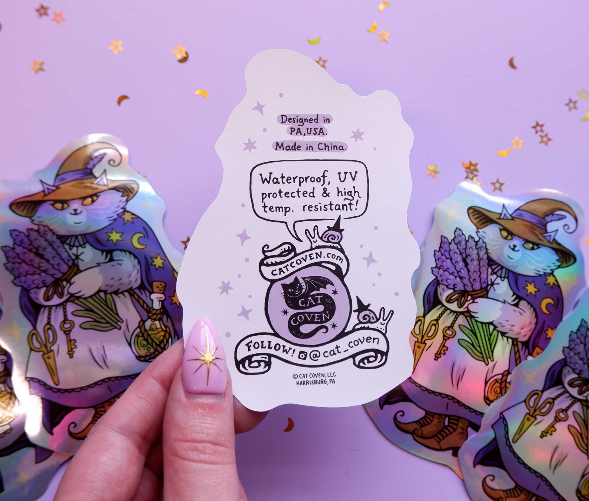Lavender Cat Witch Sticker