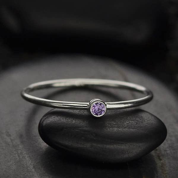 Birthstone Sterling Silver Rings