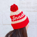 Snacks Red Pom Pom Beanie Hat-3