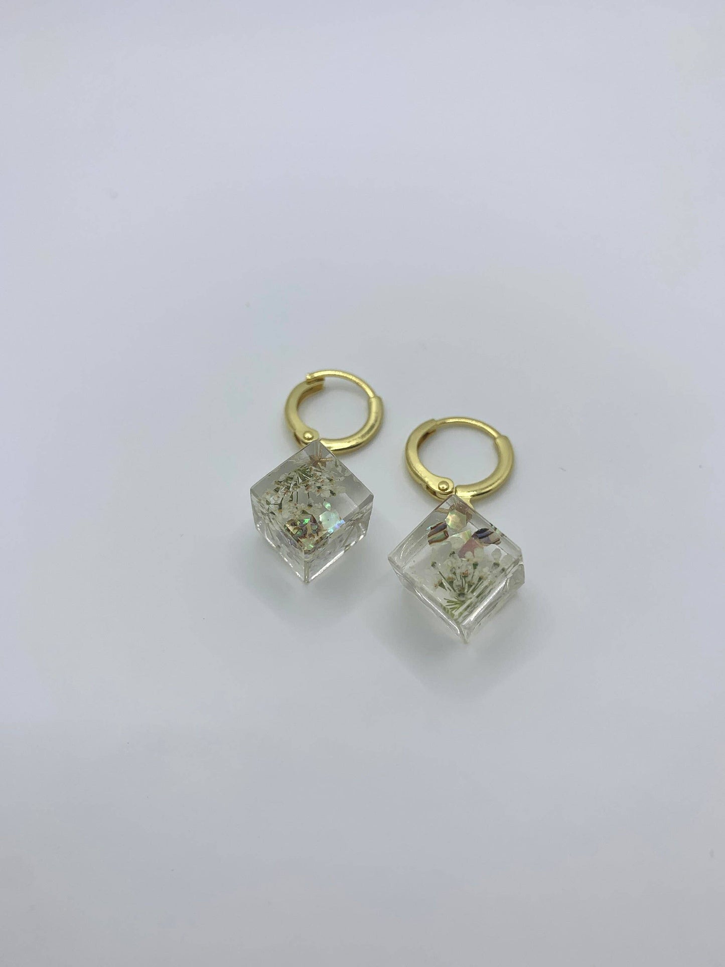 Preserved Dandelion Cube Earrings
