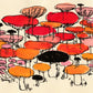 Mushrooms in Red, Orange, and Pink Mini Print