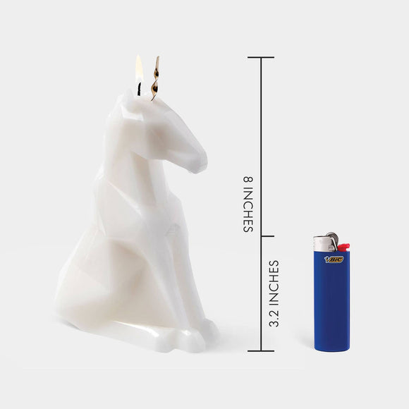PyroPet Einar Unicorn Skeleton Candle - Toasted Marshmallow Scent, White