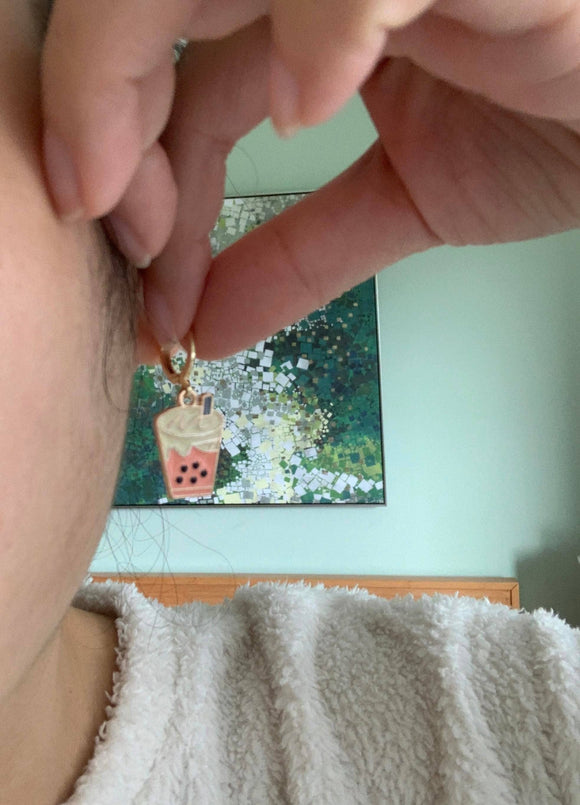 Bubble Tea Huggie Earrings