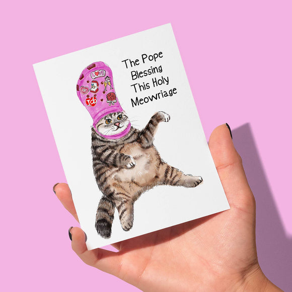 Cat Pope Wedding Card