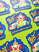 Hey! Your Ride's Here! Clown Car Sticker-4