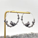 Bird on Branch Hoop Earrings-2